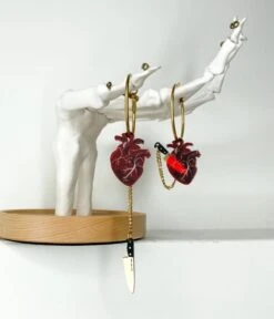 Gold Chopped Heart Hoop Earrings