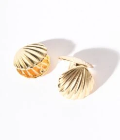 Gold Clam Shell Earrings -New Dress Store gold clam shell earrings 604789