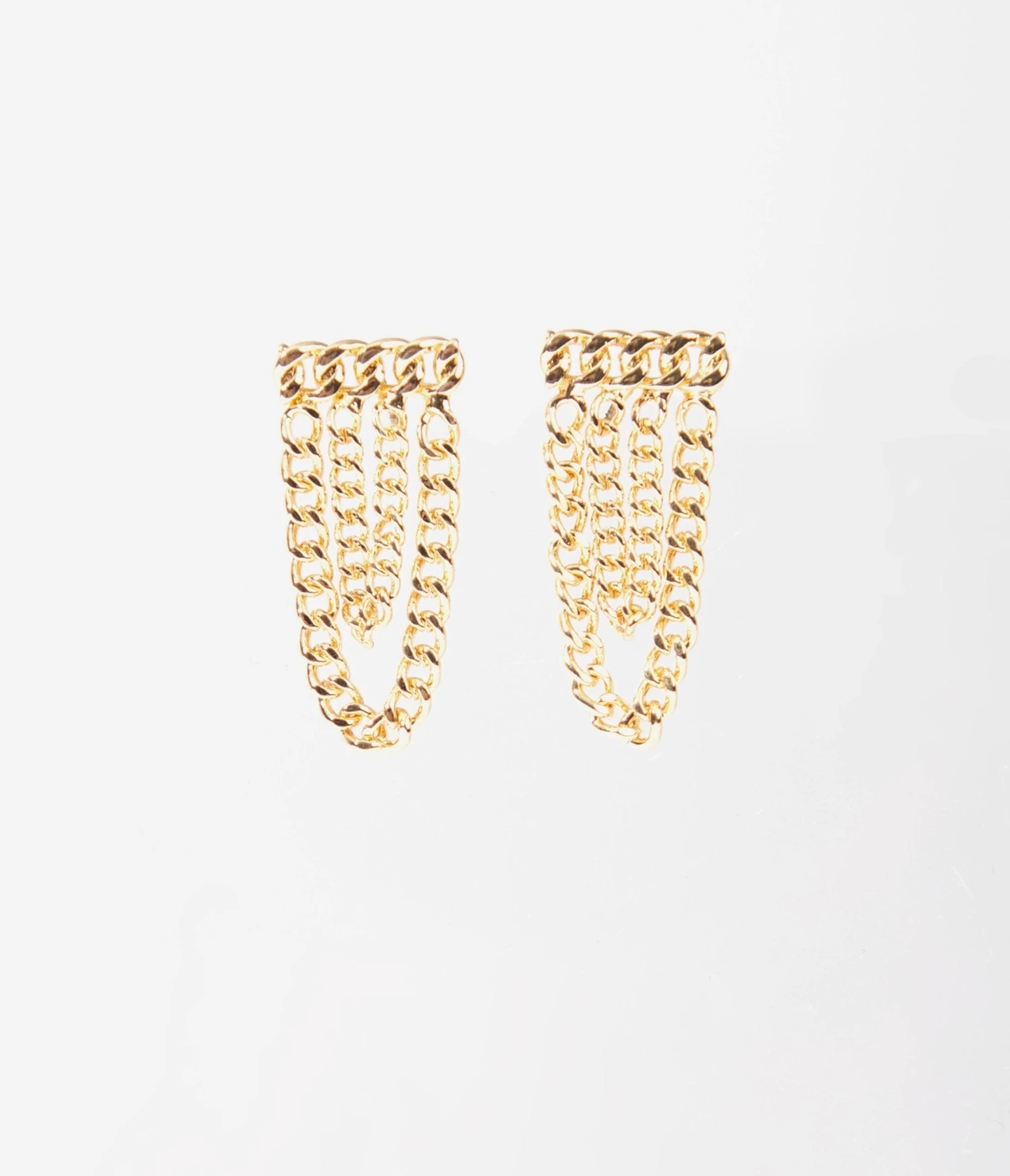 Gold Curb Chain Link Earrings 1 Gold Curb Chain Link Earrings