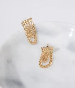 Gold Curb Chain Link Earrings 5 Gold Curb Chain Link Earrings -New Dress Store gold curb chain link earrings 803679