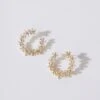 Gold Floral Rhinestone Hoop Earrings