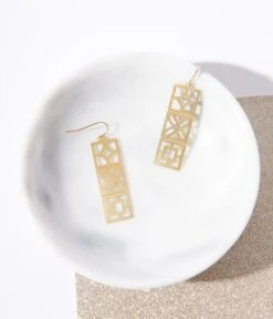 Gold Geometric Breeze Blocks Earrings