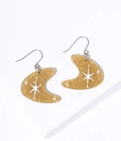 Gold Glitter Atomic Boomerang Dangle Earrings 5 Gold Glitter Atomic Boomerang Dangle Earrings -New Dress Store gold glitter atomic boomerang dangle earrings 109594