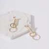 Gold Linked Rectangle & Hoop Earrings