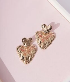 Gold Melt Dual Heart Drop Earrings