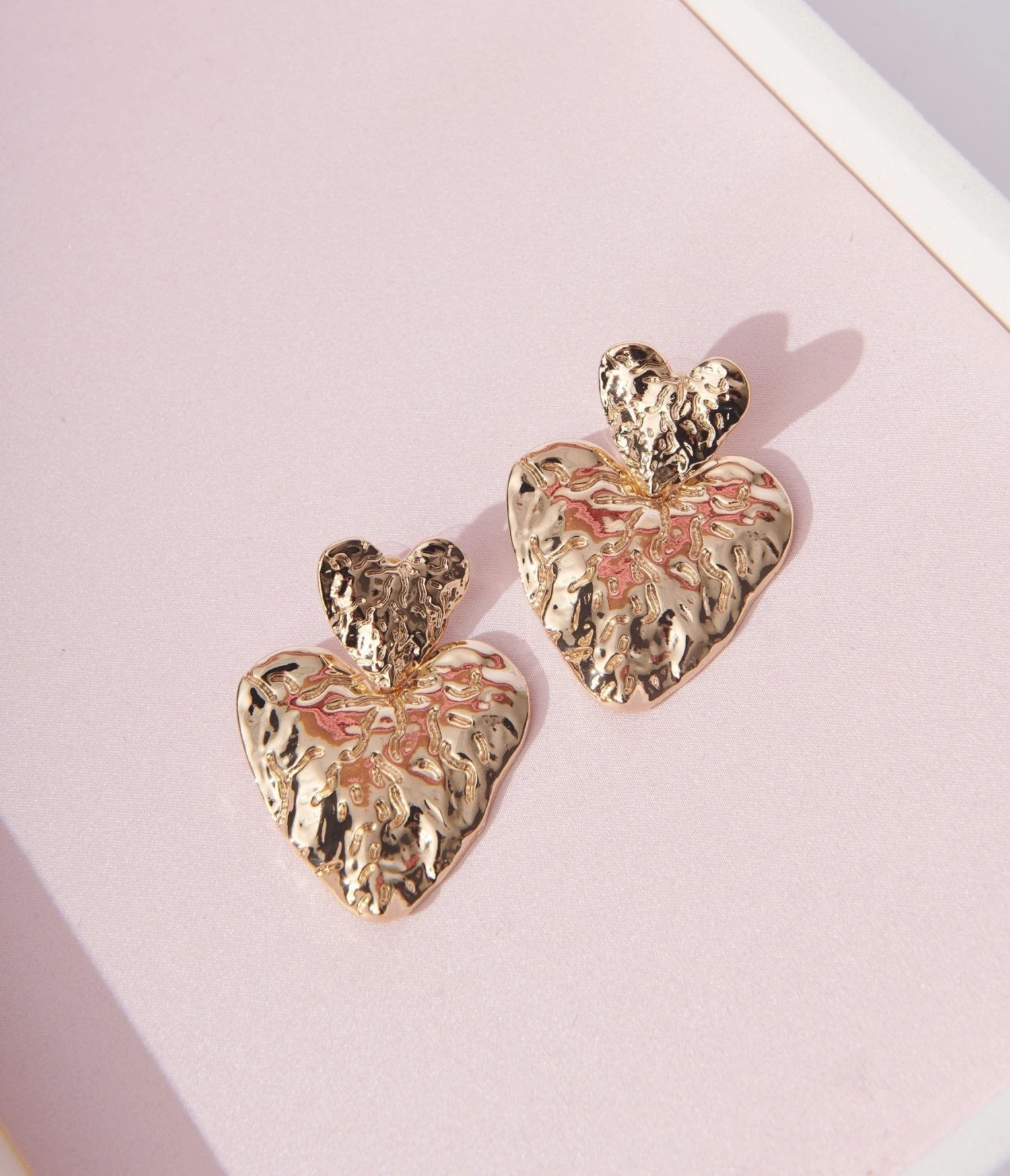 Gold Melt Dual Heart Drop Earrings 1 Gold Melt Dual Heart Drop Earrings