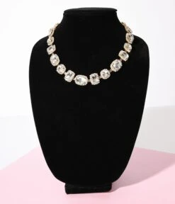 Gold & Multishape Rhinestone Necklace
