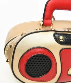 Gold & Red Boombox Handbag -New Dress Store gold red boombox handbag 281686