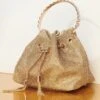 Gold Rhinestone Satchel Handbag