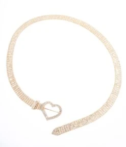 Gold & Silver Rhinestone Heart Buckle Belt -New Dress Store gold silver rhinestone heart buckle belt 225141