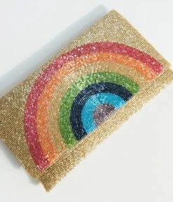 Golden Beaded Rainbow Clutch 5 Golden Beaded Rainbow Clutch -New Dress Store golden beaded rainbow clutch 276338