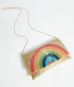 Golden Beaded Rainbow Clutch