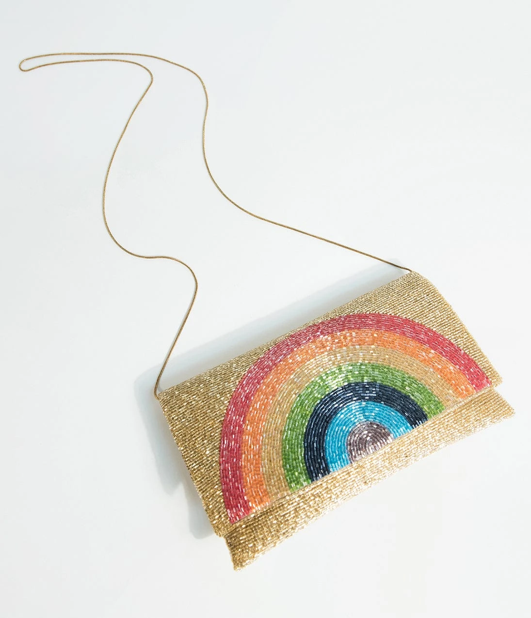 Golden Beaded Rainbow Clutch 1 Golden Beaded Rainbow Clutch