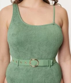 Green Belted One Piece Swimsuit -New Dress Store green belted one piece swimsuit 657544