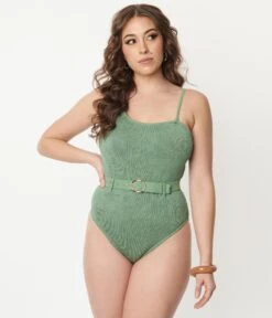 Green Belted One Piece Swimsuit -New Dress Store green belted one piece swimsuit 780533
