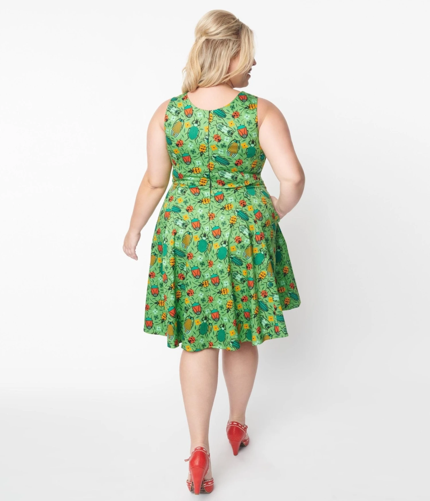 Green Bugs In The Garden Swing Dress 3 Green Bugs In The Garden Swing Dress - Image 3