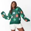 Green Multicolor Ornament Sweater