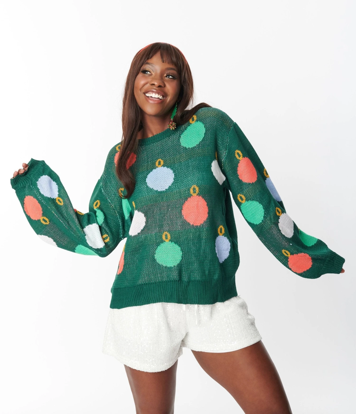 Green Multicolor Ornament Sweater 1 Green Multicolor Ornament Sweater