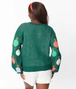Green Multicolor Ornament Sweater 5 Green Multicolor Ornament Sweater -New Dress Store green multicolor ornament sweater 663257