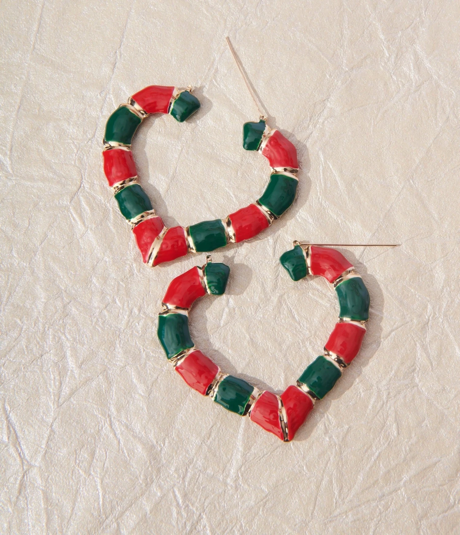 Green & Red Heart Hoop Earrings 1 Green & Red Heart Hoop Earrings