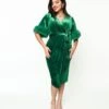 Green Velvet Fifth Avenue Wrap Wiggle Dress