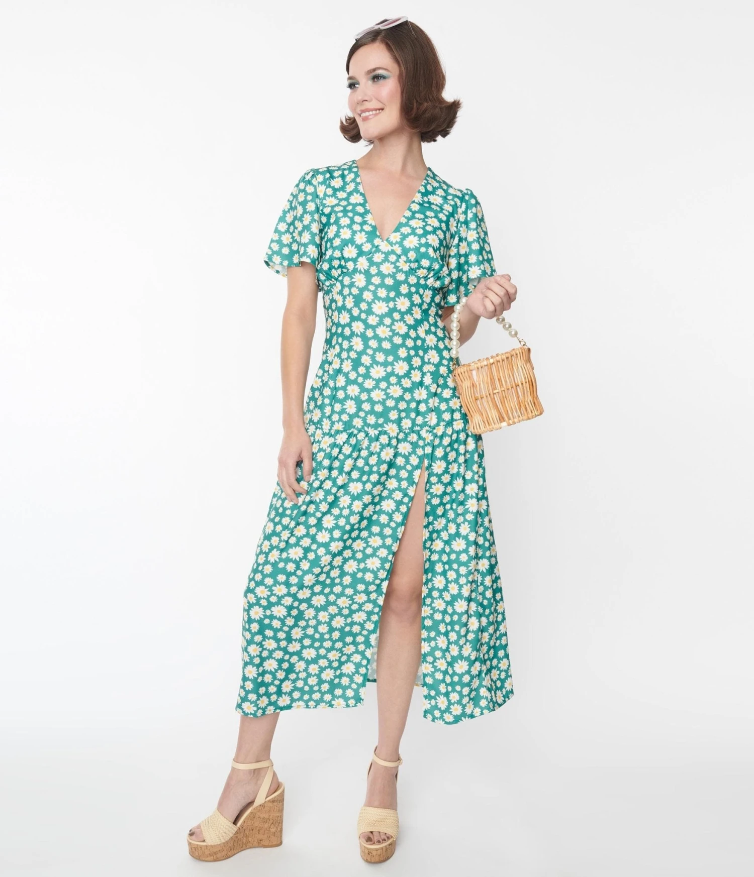 Green & White Daisy Midi Dress 1 Green & White Daisy Midi Dress