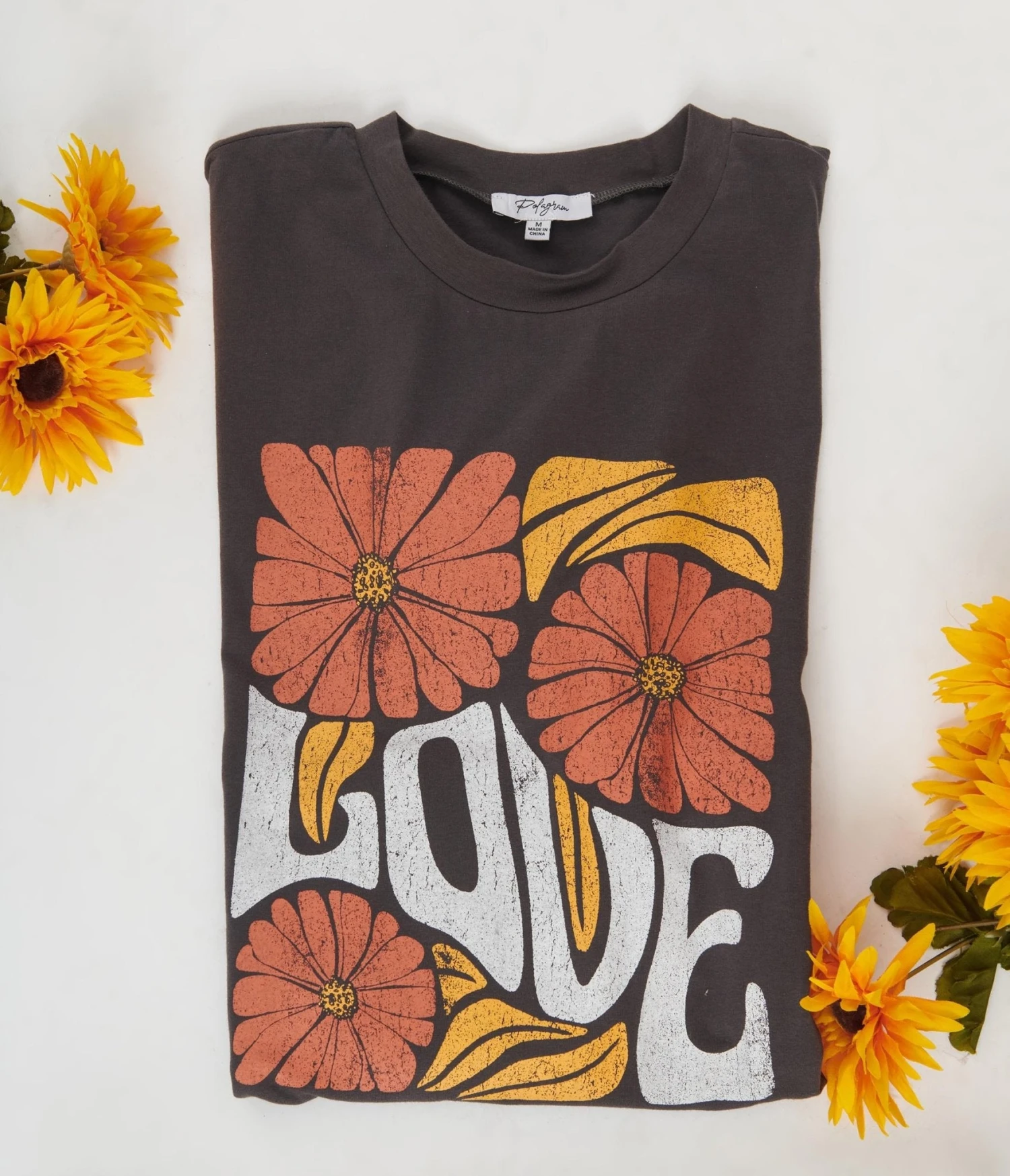 Grey Floral Love Unisex Graphic Tee 2 Grey Floral Love Unisex Graphic Tee - Image 2