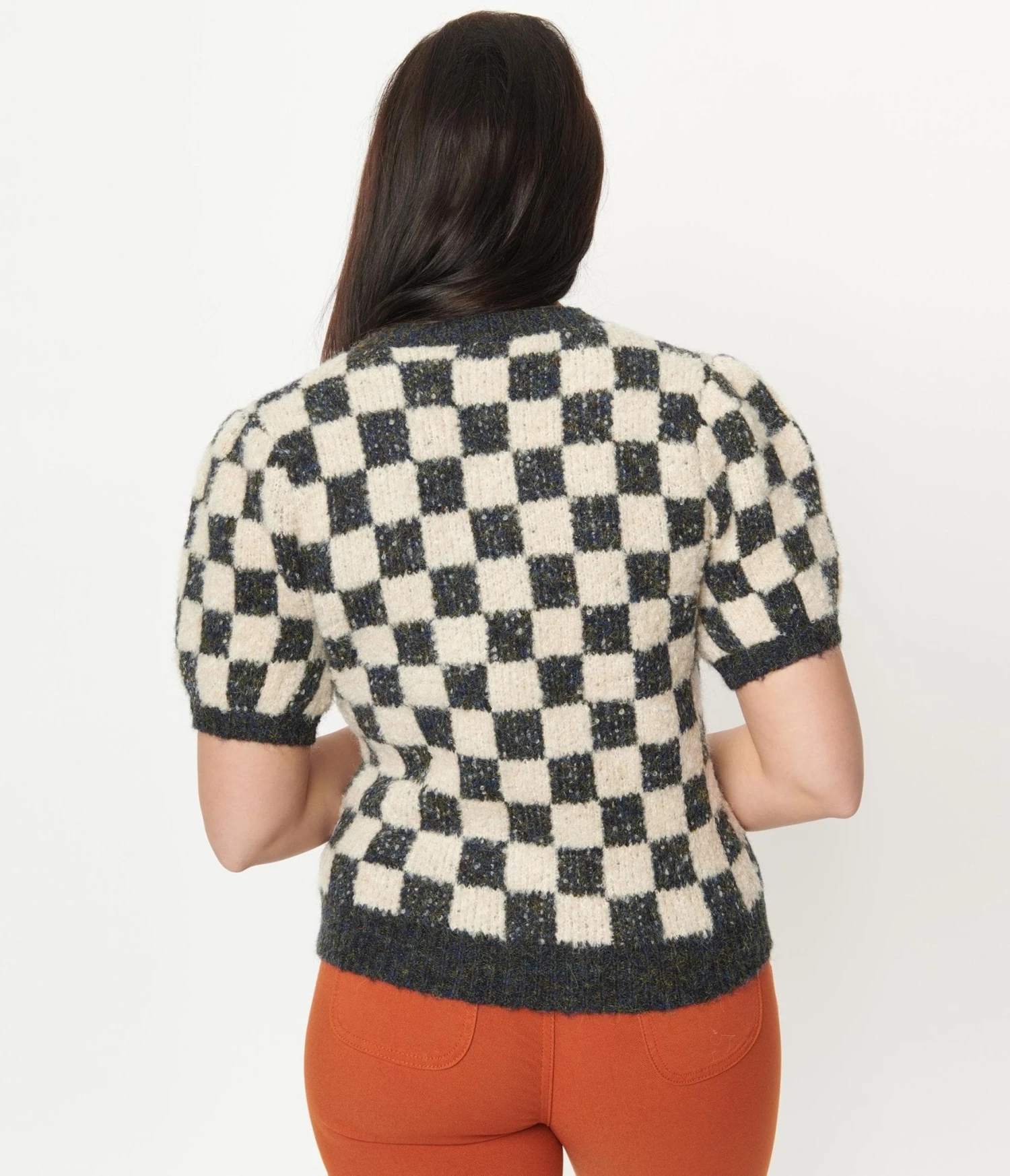 Grey & Ivory Speckled Check Cardigan 2 Grey & Ivory Speckled Check Cardigan - Image 2