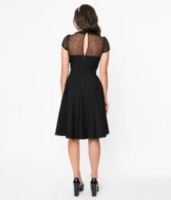 Hell Bunny Black Columbina Fit & Flare Dress -New Dress Store hell bunny black columbina fit flare dress 452331
