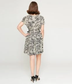 Hell Bunny Black & Cream Zebra Print Mini Dress -New Dress Store hell bunny black cream zebra print mini dress 242841