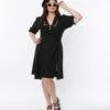 Hell Bunny Black & Ivy Flare Dress