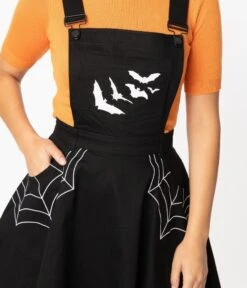 Hell Bunny Black Spiderweb & Bats Miss Muffet Pinafore Dress -New Dress Store hell bunny black spiderweb bats miss muffet pinafore dress 763840