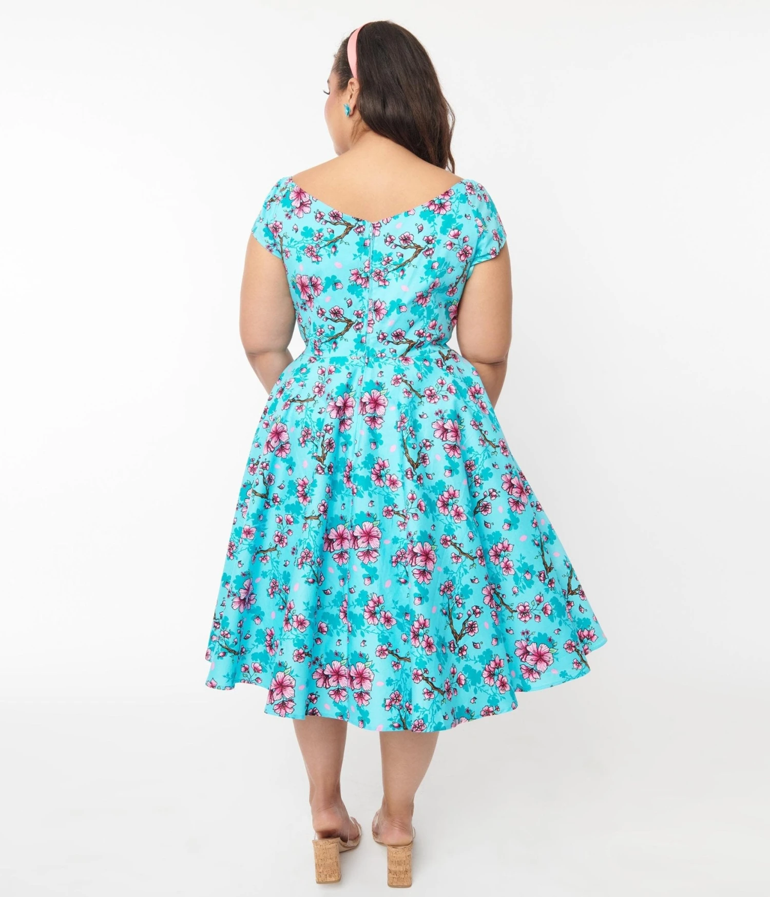 Hell Bunny Blue & Pink Floral Louella Dress 3 Hell Bunny Blue & Pink Floral Louella Dress - Image 3