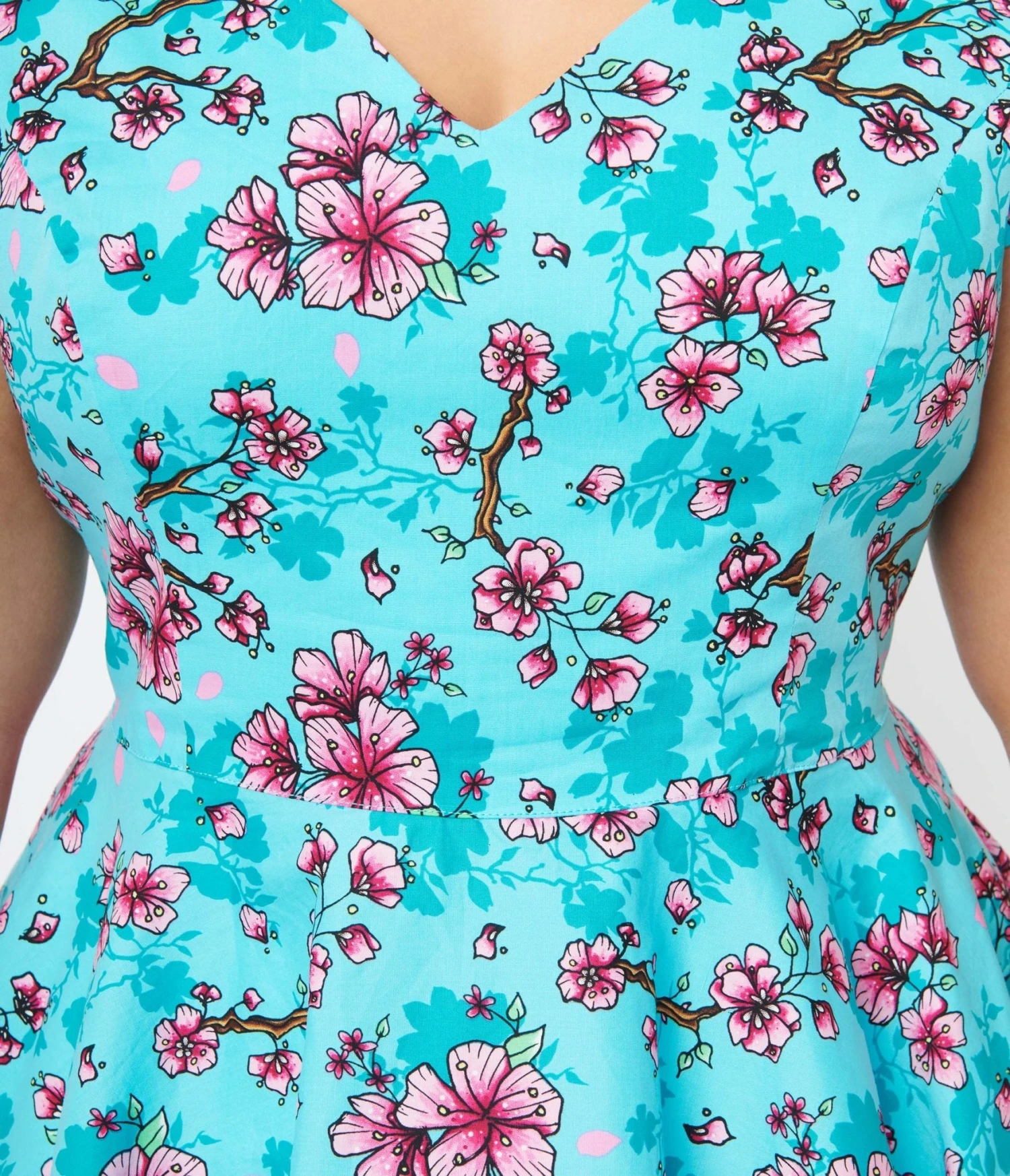 Hell Bunny Blue & Pink Floral Louella Dress 2 Hell Bunny Blue & Pink Floral Louella Dress - Image 2