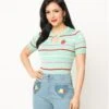 Hell Bunny Mint Stripe Berry Knit Top