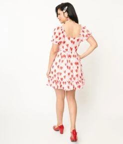 Hell Bunny Pink & Red Heart Aphrodite Mini Dress -New Dress Store hell bunny pink red heart aphrodite mini dress 360200