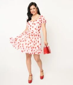 Hell Bunny Pink & Red Heart Aphrodite Mini Dress