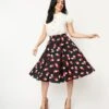 Hell Bunny Pink & Red Heart Confetti Swing Skirt