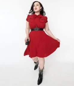 Hell Bunny Red Millie Fit & Flare Dress -New Dress Store hell bunny red millie fit flare dress 258042