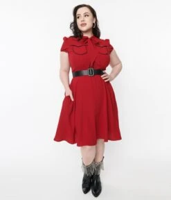 Hell Bunny Red Millie Fit & Flare Dress -New Dress Store hell bunny red millie fit flare dress 868173