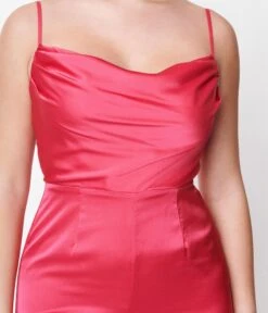 Hot Pink Chateau Satin Cowl Neck Jumpsuit 7 Hot Pink Chateau Satin Cowl Neck Jumpsuit -New Dress Store hot pink chateau satin cowl neck jumpsuit 519590