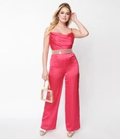 Hot Pink Chateau Satin Cowl Neck Jumpsuit 9 Hot Pink Chateau Satin Cowl Neck Jumpsuit -New Dress Store hot pink chateau satin cowl neck jumpsuit 748462