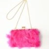 Hot Pink Fur Clutch Bag