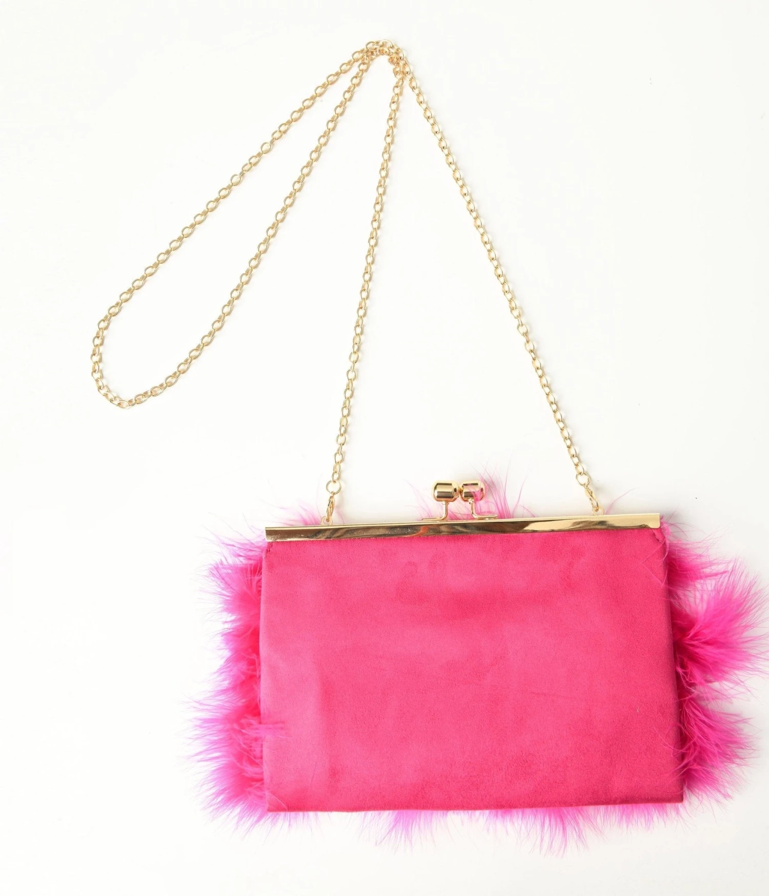Hot Pink Fur Clutch Bag 2 Hot Pink Fur Clutch Bag - Image 2