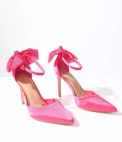 Hot Pink Rhinestone Bow Stiletto Heels