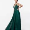 Hunter Green Floral & Tulle Prom Ball Gown