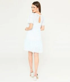 Ice Blue Bat & Moon Flocked Babydoll Dress 5 Ice Blue Bat & Moon Flocked Babydoll Dress -New Dress Store ice blue bat moon flocked babydoll dress 595301