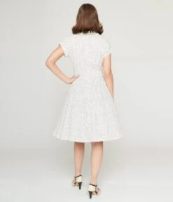 Ivory & Black Polka Dot Flare Dress -New Dress Store ivory black polka dot flare dress 859026