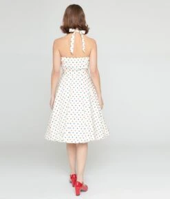 Ivory & Candy Dot Halter Swing Dress -New Dress Store ivory candy dot halter swing dress 839822
