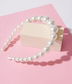Ivory Chunky Faux Pearl Headband 5 Ivory Chunky Faux Pearl Headband -New Dress Store ivory chunky faux pearl headband 194791